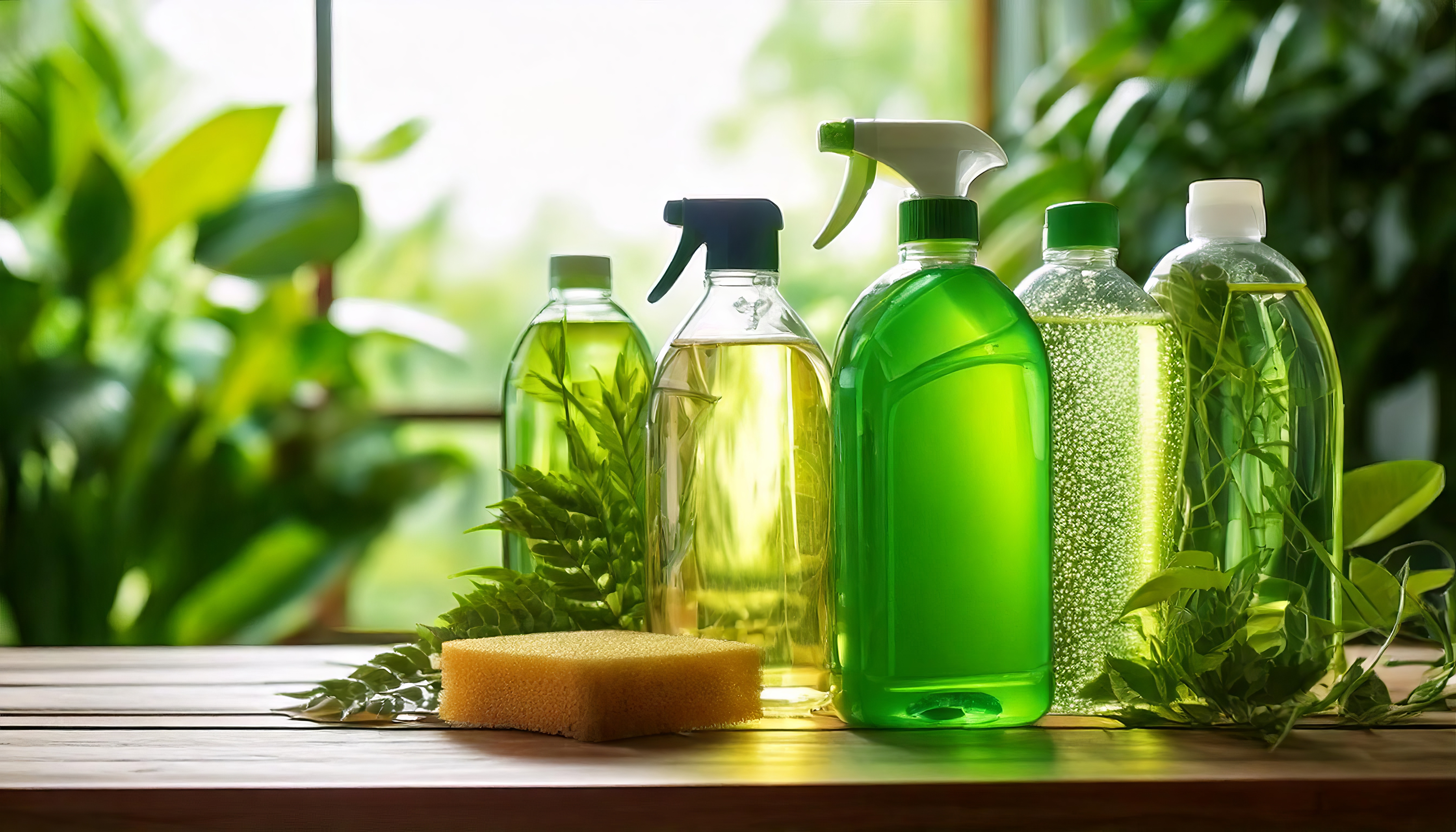 Bottles of Green Cleaners