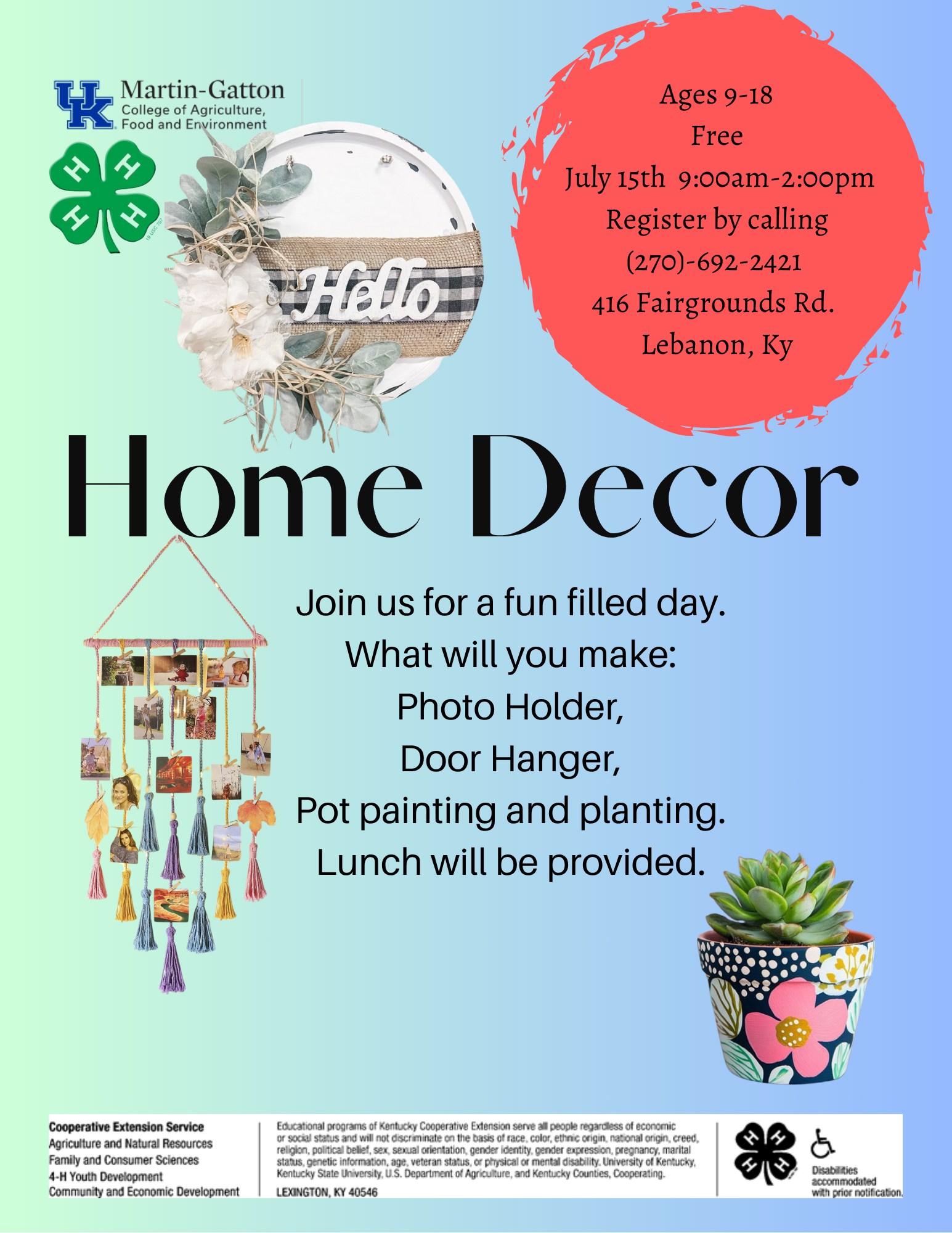 Home Decor Day Camp