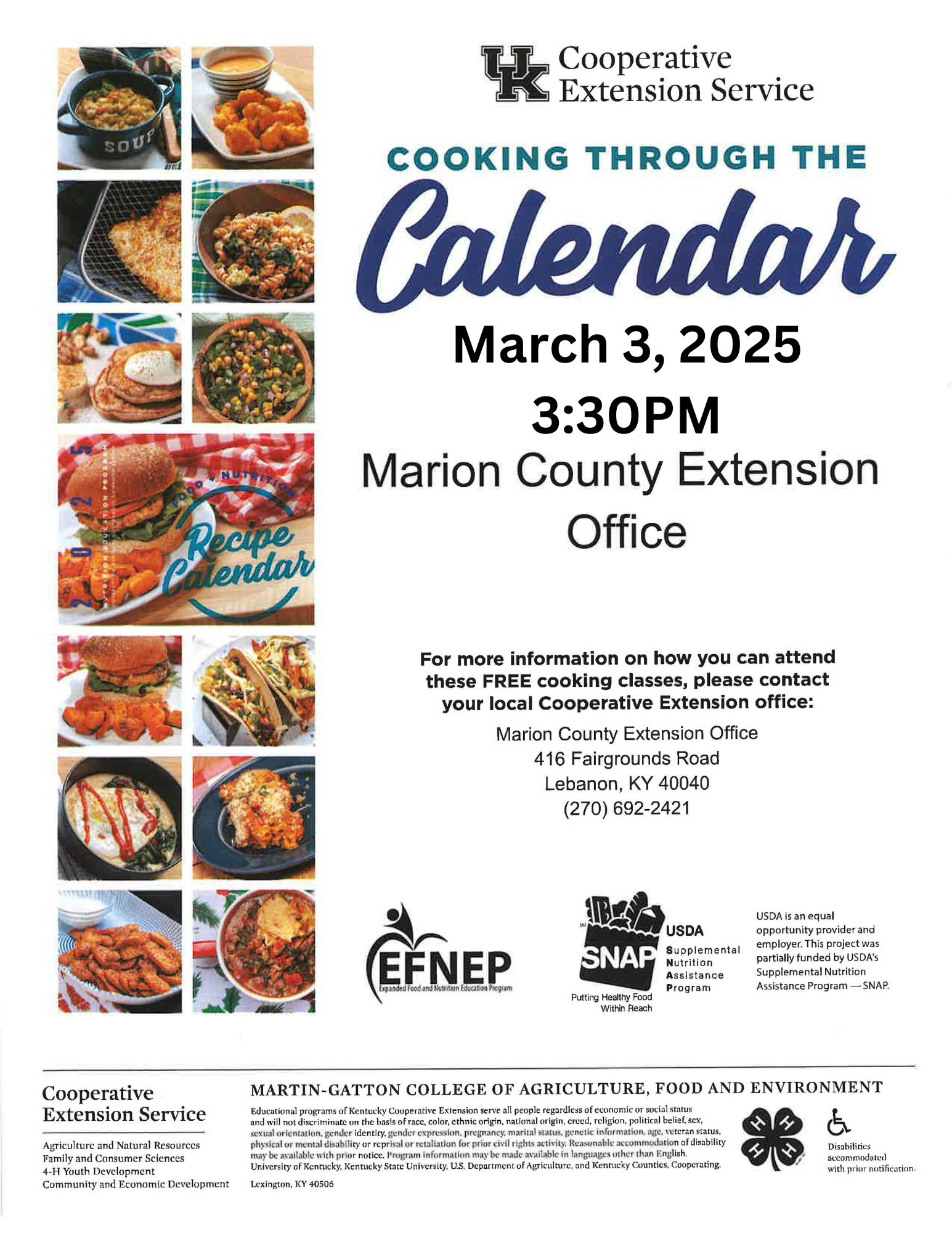 Cooking Through the Calendar - March 3, 2025 at 3:30PM