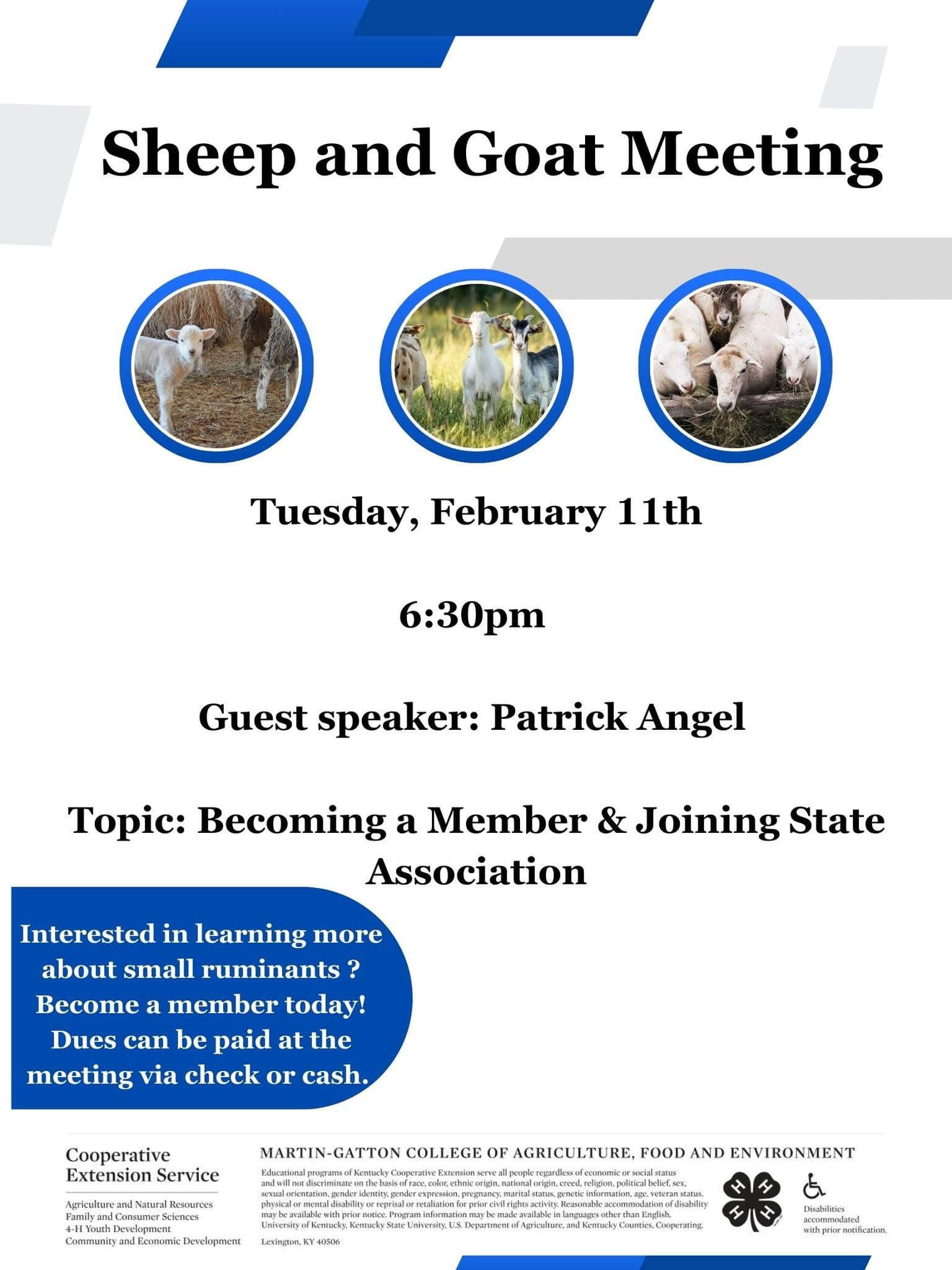 Sheep & Goat Meeting - February 11, 2025 at 6:30PM