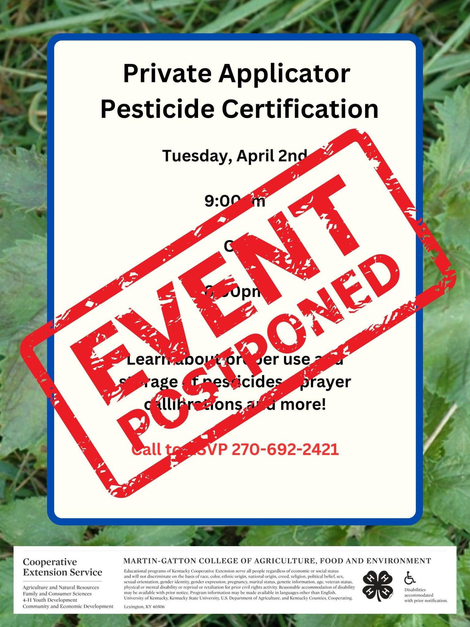 pesticide postponed